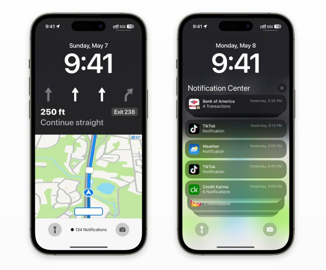 兴隆台苹果维修服务分享iOS17锁屏地图导航半屏显示长什么样 